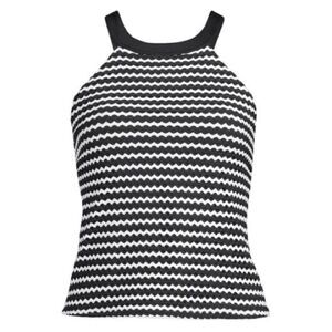 Land's End plus standard crochet high neck tankini black white stripes tie Var